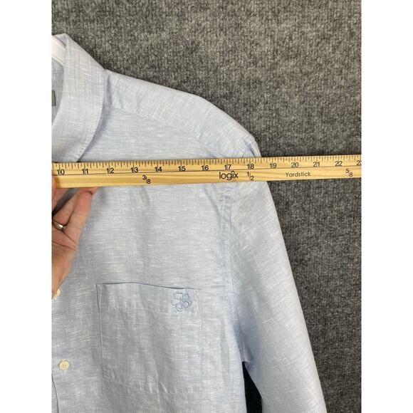 Ted Baker London Men's Size 5 (US XL) Linen Cotton Blend Pale Blue Long Sleeve - Picture 12 of 14